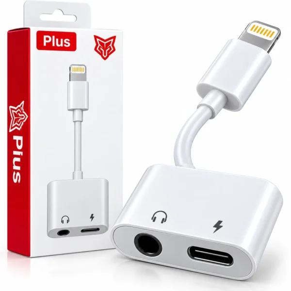 محوّل Plus من Lightning إلى 3.5 ملم مع منفذ شحن
